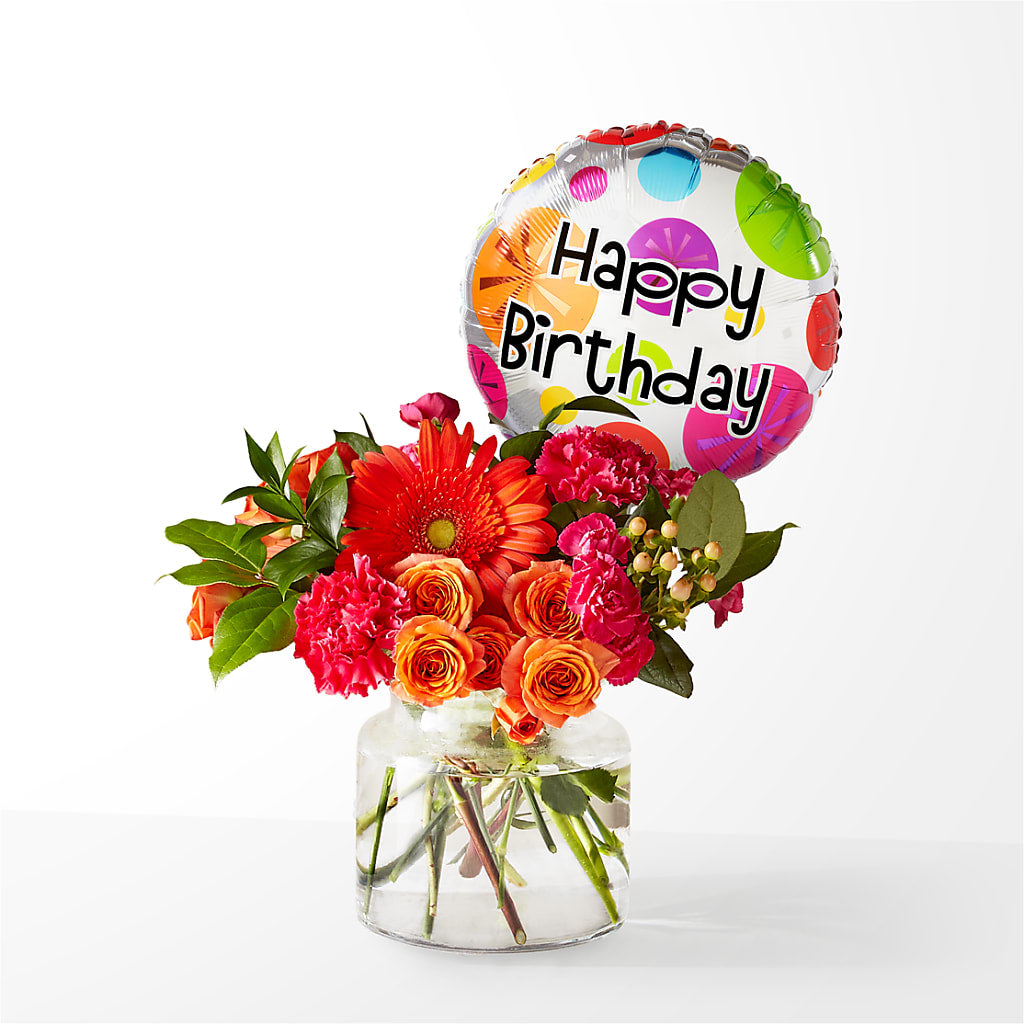 Fiesta Bouquet with Birthday Balloon – Cb Florist, Canton MI