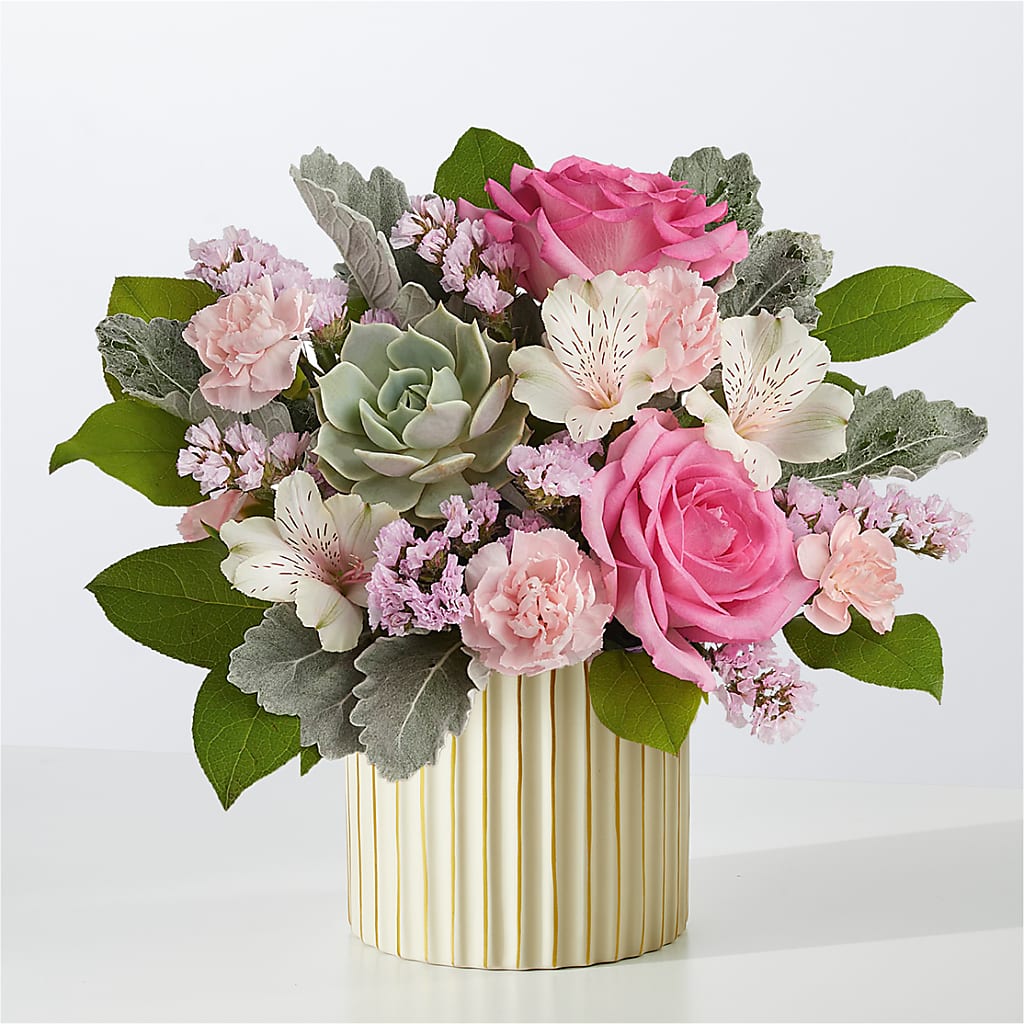 Dusty Rose Bouquet with Ivory Vase – Cb Florist, Canton MI