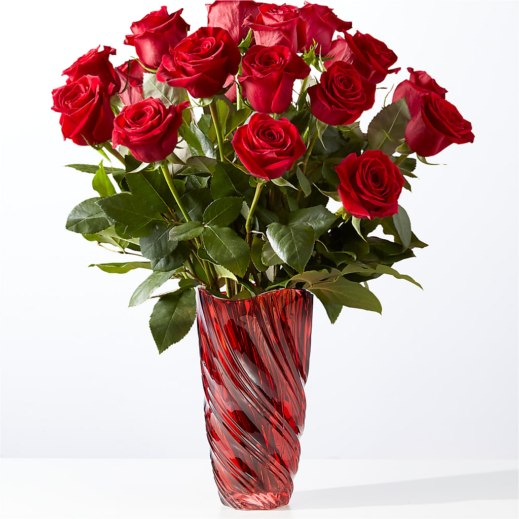 Classic Love Red Rose Bouquet with Luxe Swirl Vase – Cb Florist, Canton MI