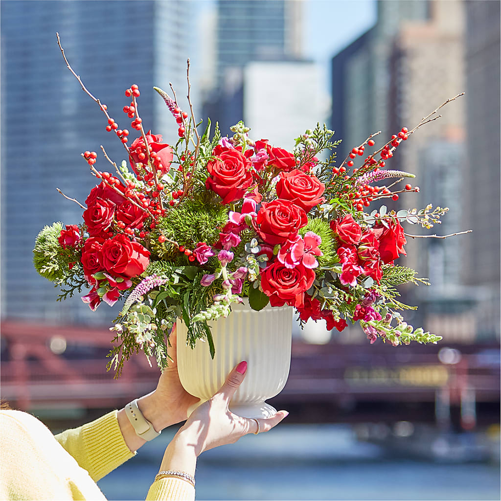 Big Red Bow Bouquet –  Cb Florist, Canton MI