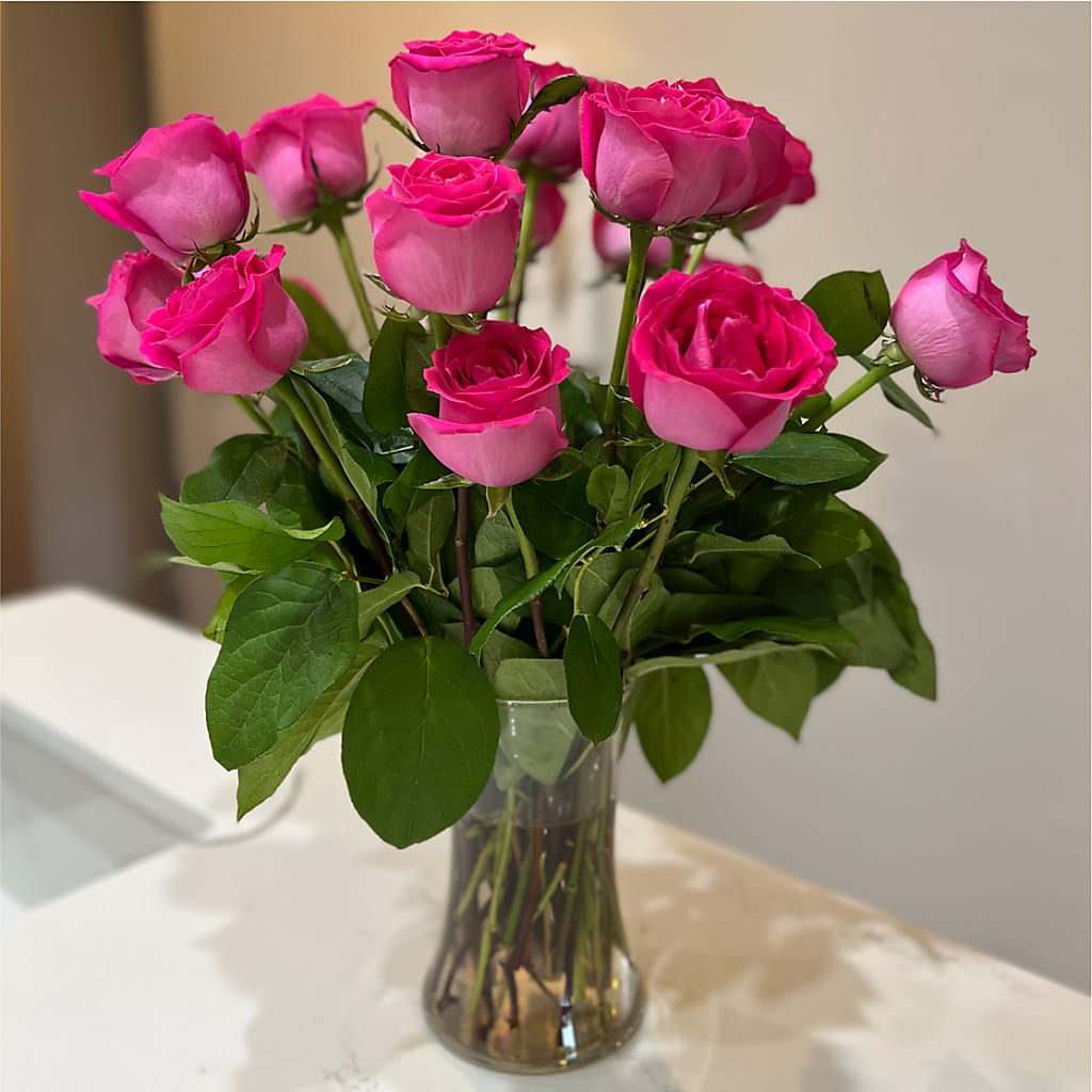 Long Stem Pink Rose Bouquet –  Cb Florist, Canton MI